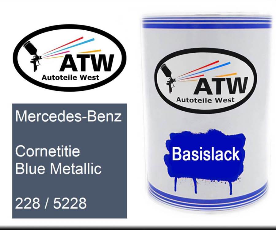 Mercedes-Benz, Cornetitie Blue Metallic, 228 / 5228: 500ml Lackdose, von ATW Autoteile West.